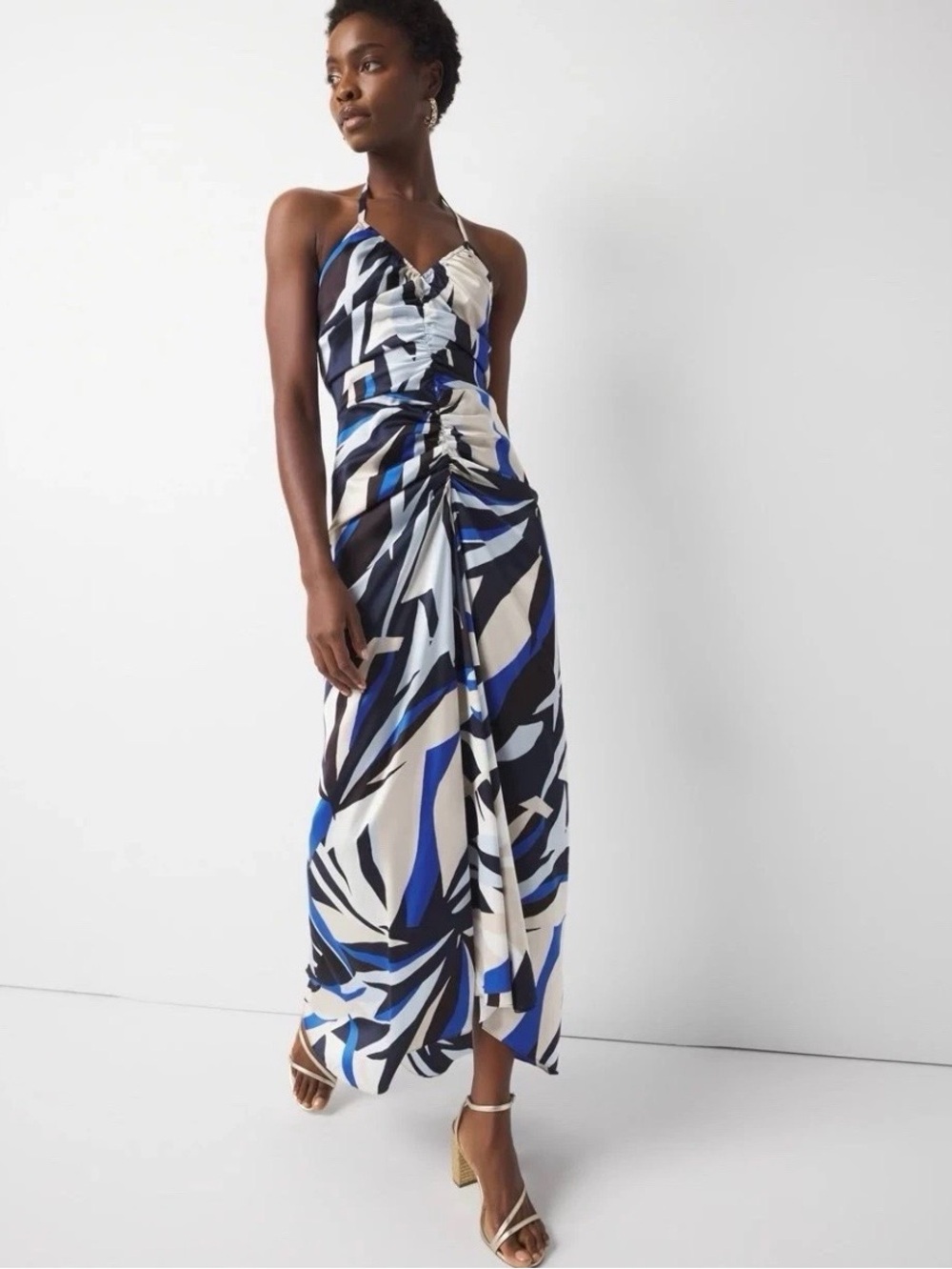 White House Black Market Satin Halter Maxi/midi Dress Sz 10
